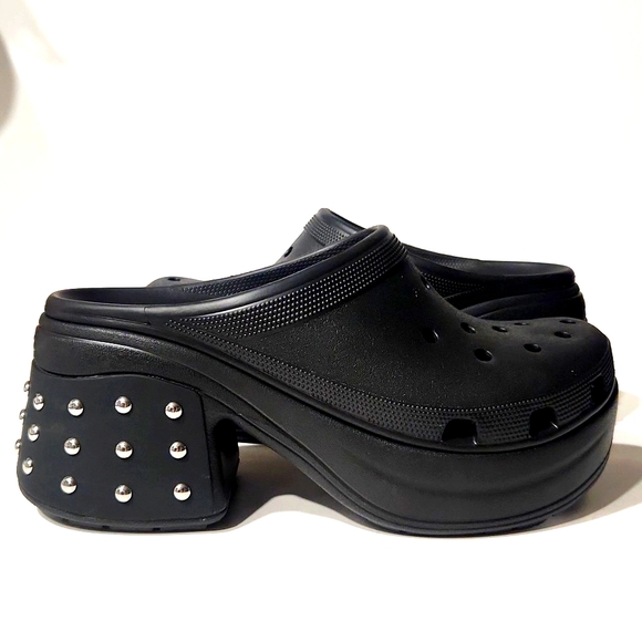 NEW! Crocs Siren Studded Platform Clog Slip-On Black Shoes - Picture 12 of 16